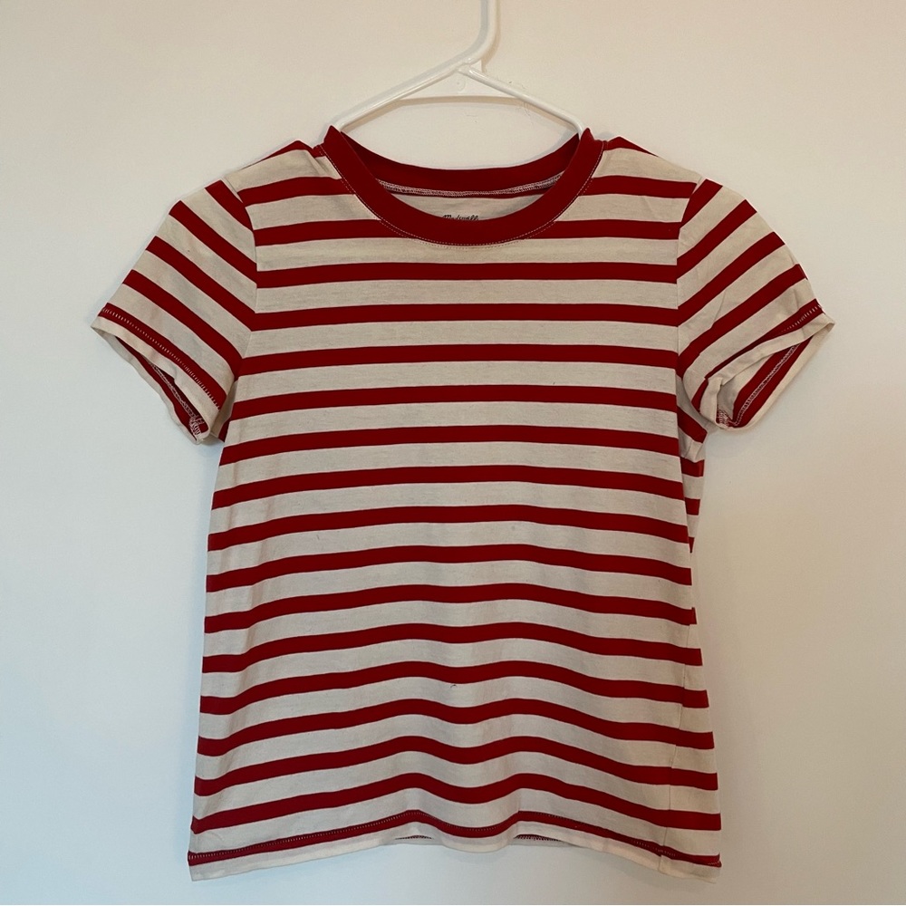 Madewell Red and White Striped T-shirt